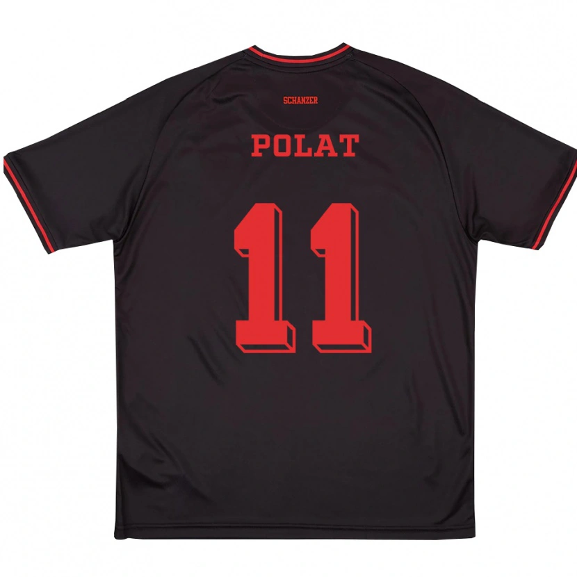 Danxen Kinder Arel Polat #11 Schwarz Rot Weiß Auswärtstrikot Trikot 2025/26 T-Shirt