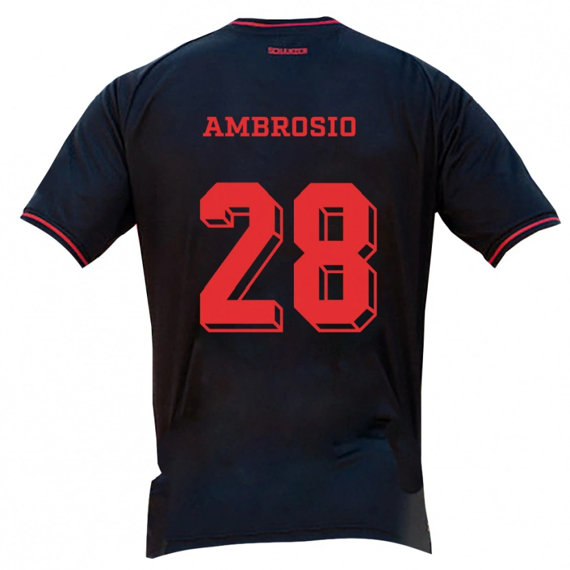 Danxen Kinder Gedeon Ambrosio #28 Schwarz Rot Weiß Auswärtstrikot Trikot 2025/26 T-Shirt