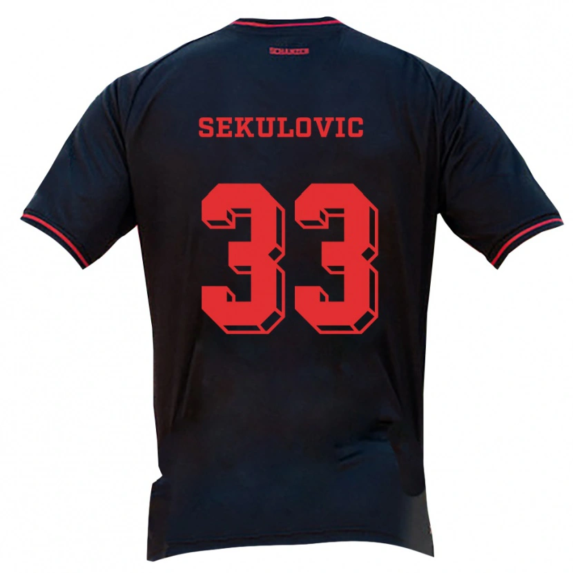 Danxen Kinder Davide-Danilo Sekulovic #33 Schwarz Rot Weiß Auswärtstrikot Trikot 2025/26 T-Shirt