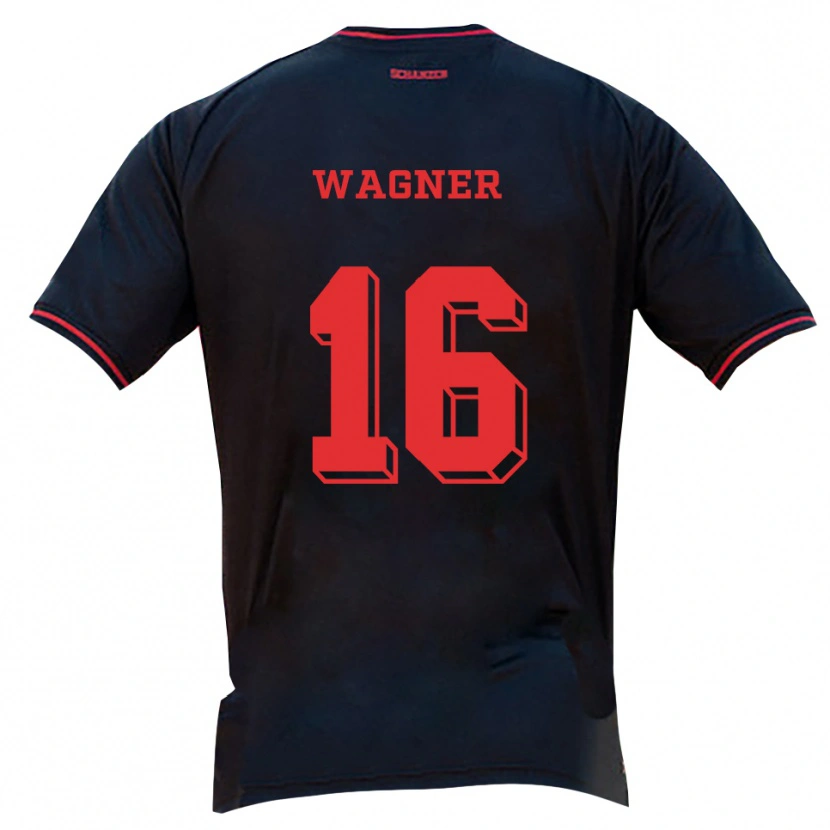 Danxen Kinder Maximilian Wagner #16 Schwarz Rot Weiß Auswärtstrikot Trikot 2025/26 T-Shirt