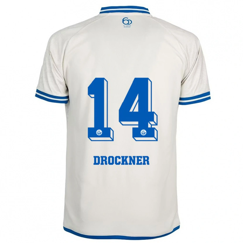 Danxen Kinder Malin Drockner #14 Weiß Blau Auswärtstrikot Trikot 2025/26 T-Shirt