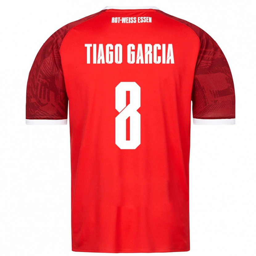 Danxen Kinder Tiago Garcia Rodriguez #8 Rot Burgunder Weiß Auswärtstrikot Trikot 2025/26 T-Shirt