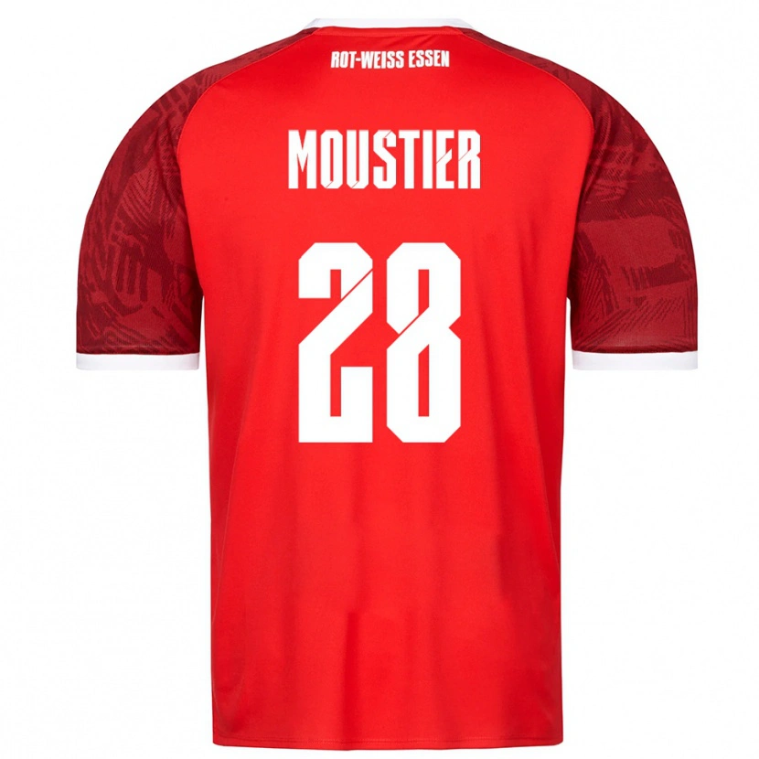 Danxen Kinder Tom Moustier #28 Rot Burgunder Weiß Auswärtstrikot Trikot 2025/26 T-Shirt
