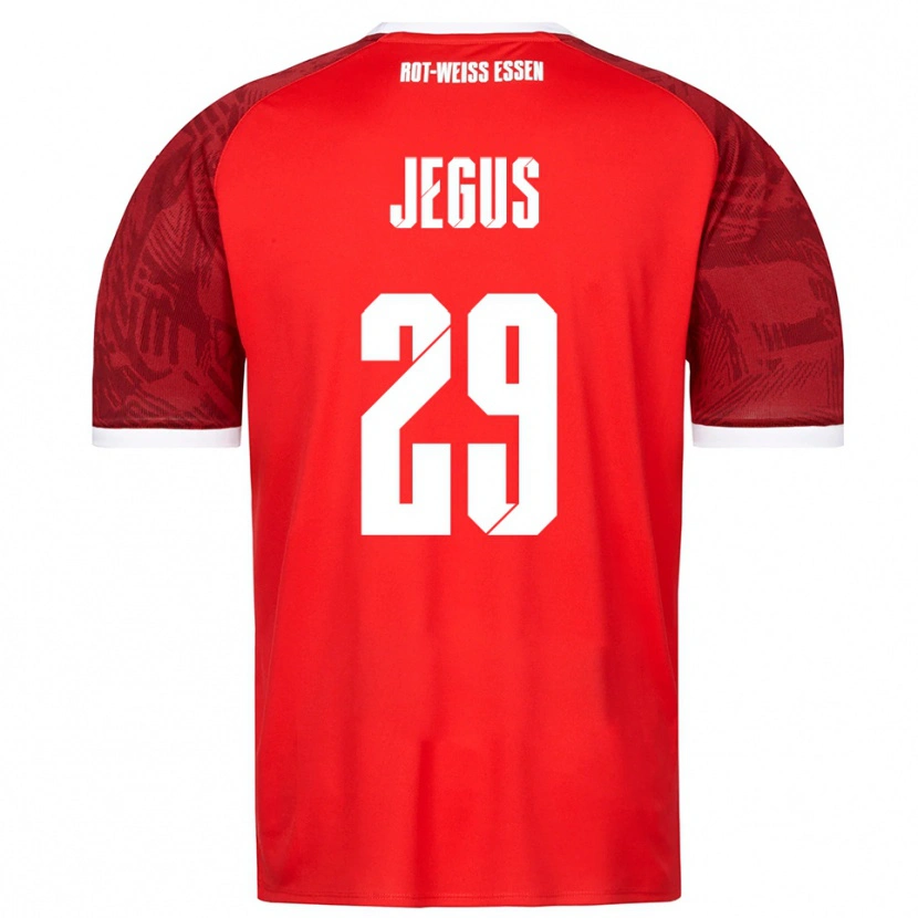 Danxen Kinder Leonard Jegus #29 Rot Burgunder Weiß Auswärtstrikot Trikot 2025/26 T-Shirt