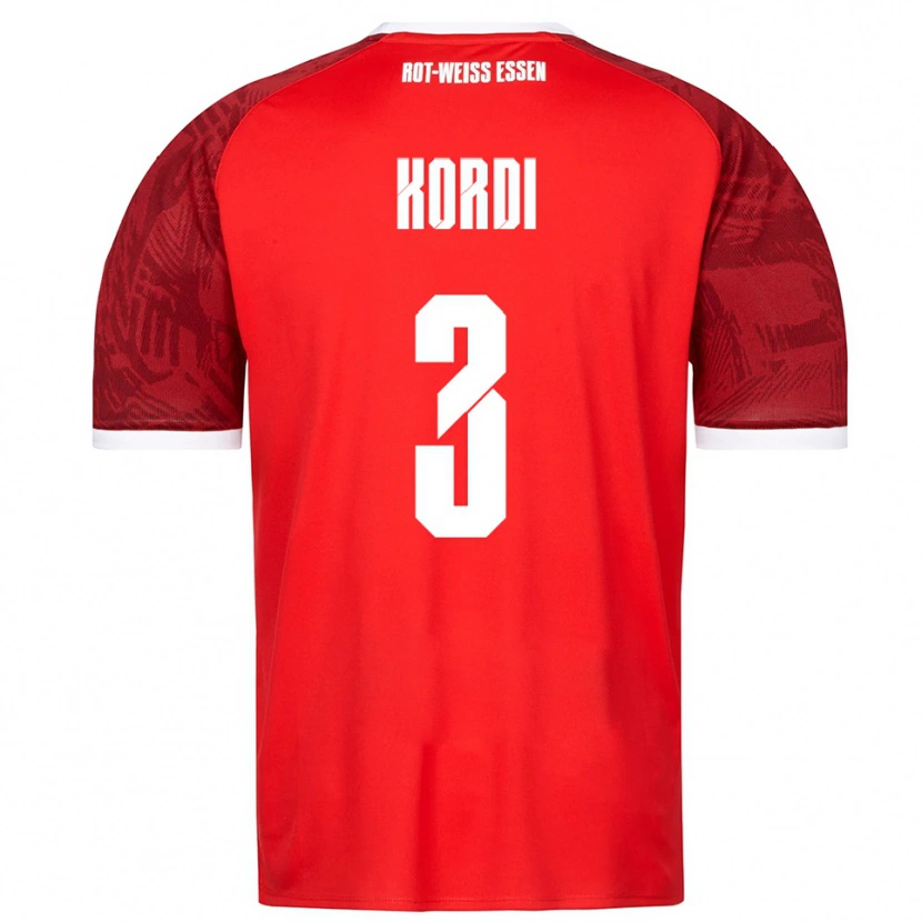 Danxen Kinder Artin Kordi #3 Rot Burgunder Weiß Auswärtstrikot Trikot 2025/26 T-Shirt
