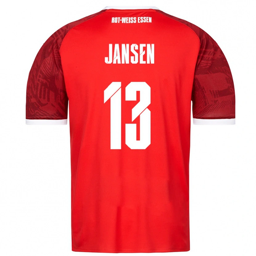 Danxen Kinder Joshua Jansen #13 Rot Burgunder Weiß Auswärtstrikot Trikot 2025/26 T-Shirt