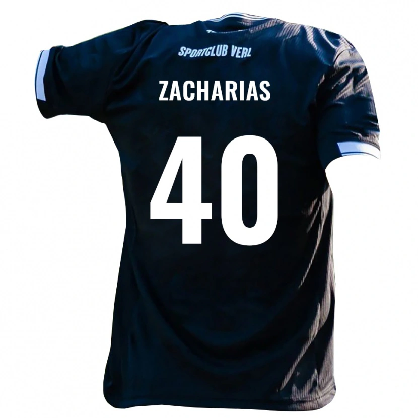Danxen Kinder Marlon Zacharias #40 Schwarz Weiß Auswärtstrikot Trikot 2025/26 T-Shirt