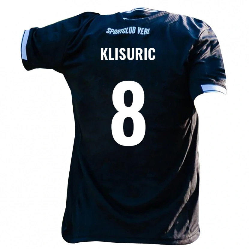 Danxen Kinder Lazar Klisuric #8 Schwarz Weiß Auswärtstrikot Trikot 2025/26 T-Shirt