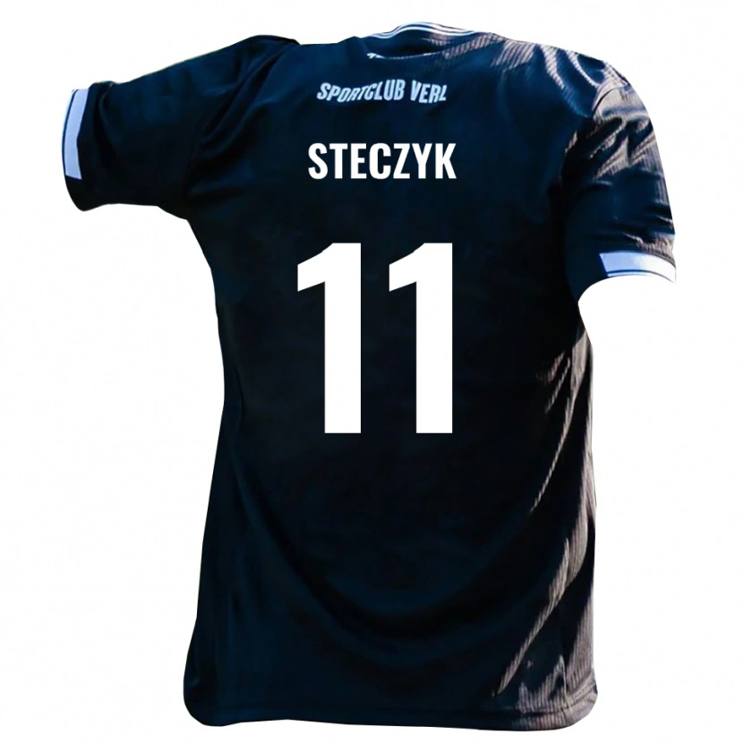 Danxen Kinder Dominik Steczyk #11 Schwarz Weiß Auswärtstrikot Trikot 2025/26 T-Shirt