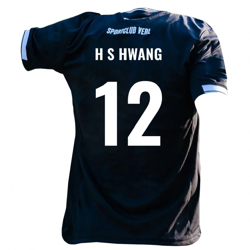 Danxen Kinder Seung-Ho Hwang #12 Schwarz Weiß Auswärtstrikot Trikot 2025/26 T-Shirt