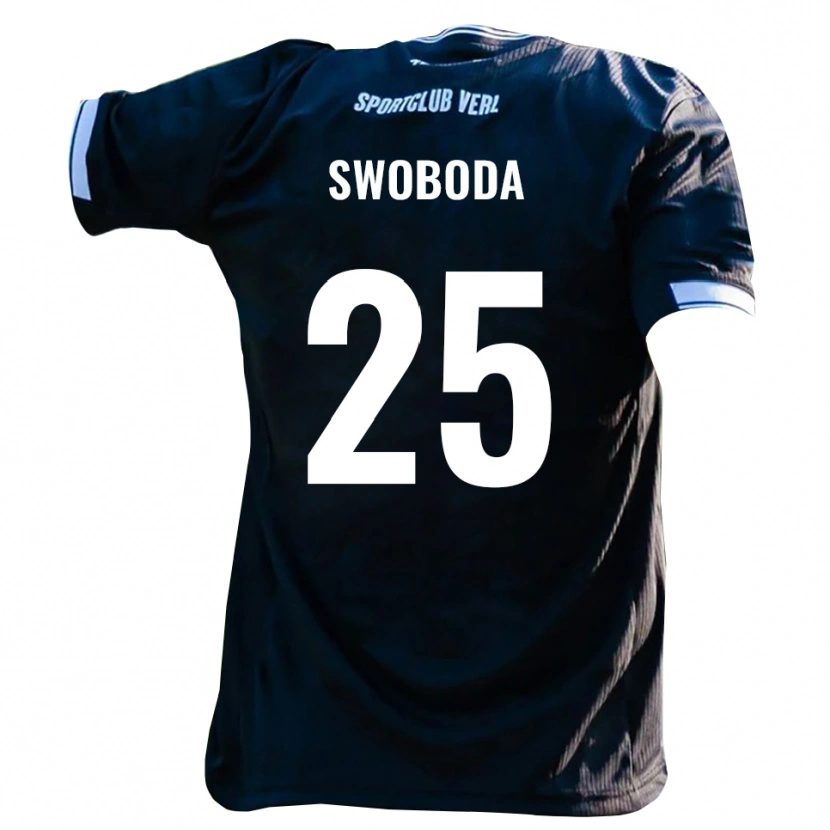 Danxen Kinder Maurice Swoboda #25 Schwarz Weiß Auswärtstrikot Trikot 2025/26 T-Shirt