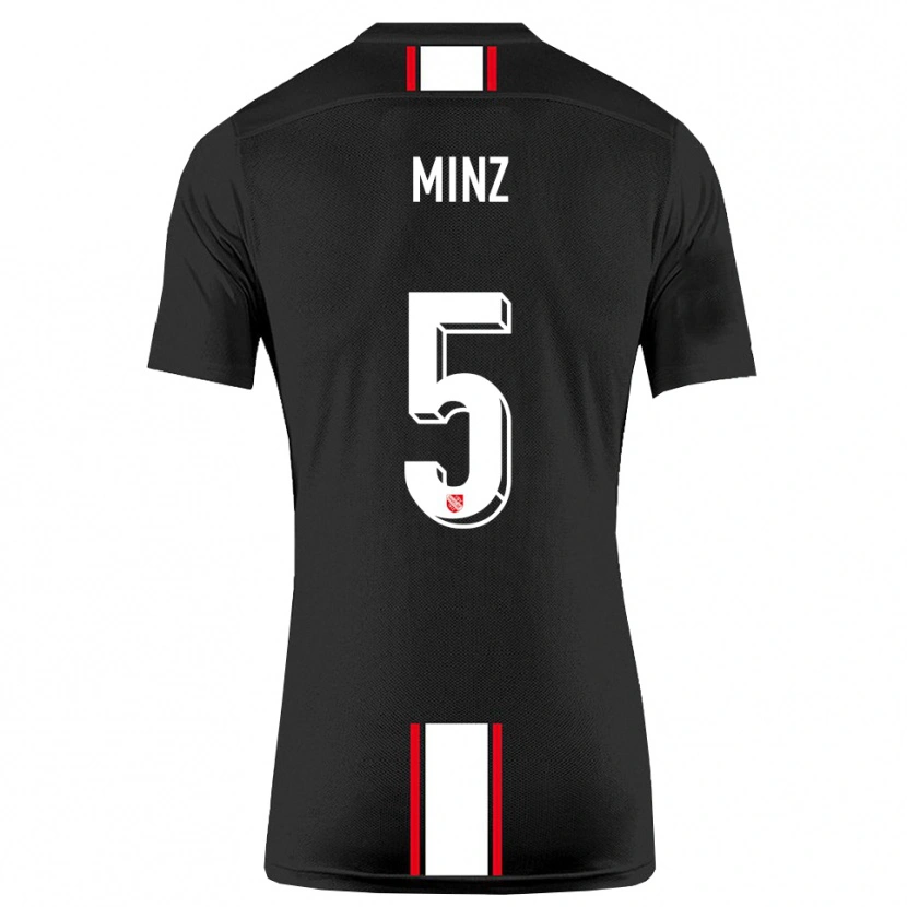 Danxen Kinder Dominic Minz #5 Schwarz Weiß Auswärtstrikot Trikot 2025/26 T-Shirt