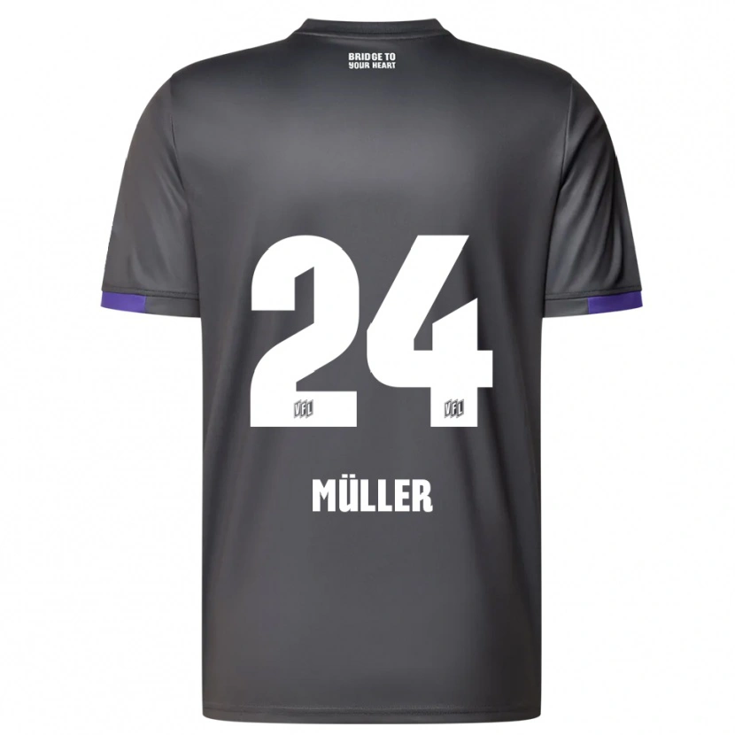 Danxen Kinder Jannik Müller #24 Grau Lila Auswärtstrikot Trikot 2025/26 T-Shirt