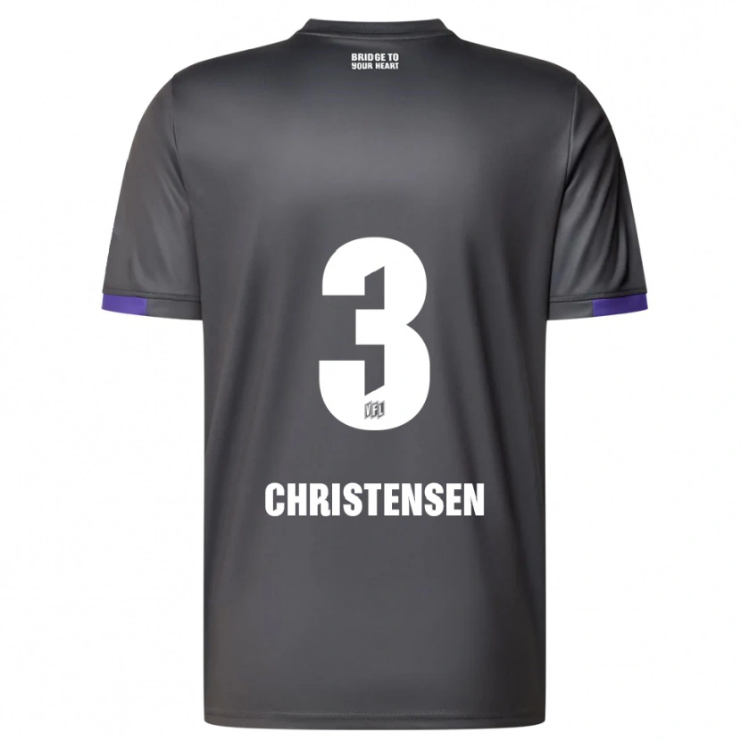 Danxen Kinder Frederik Christensen #3 Grau Lila Auswärtstrikot Trikot 2025/26 T-Shirt