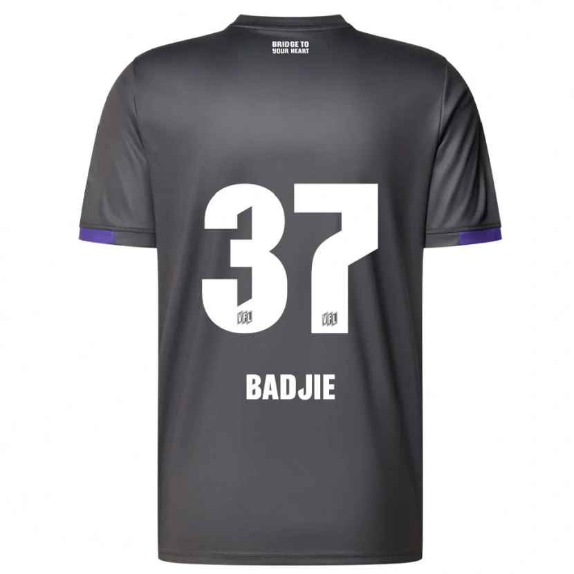 Danxen Kinder Ismail Badjie #37 Grau Lila Auswärtstrikot Trikot 2025/26 T-Shirt