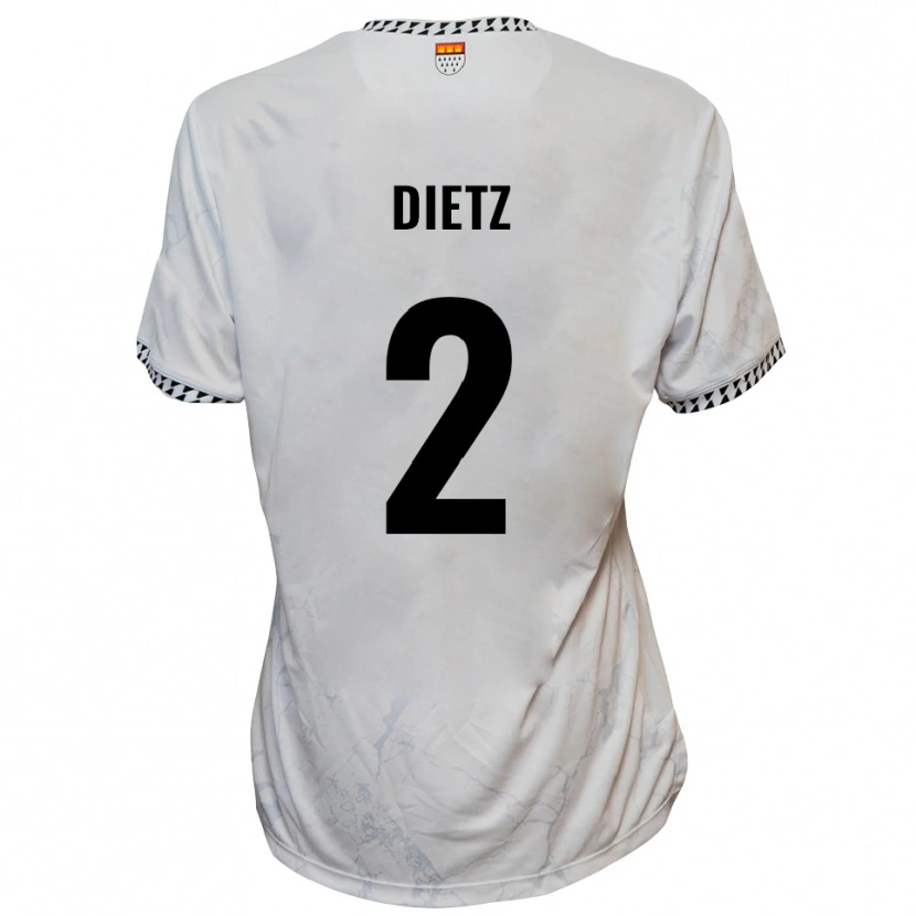 Danxen Kinder Lars Dietz #2 Weiß Schwarz Auswärtstrikot Trikot 2025/26 T-Shirt