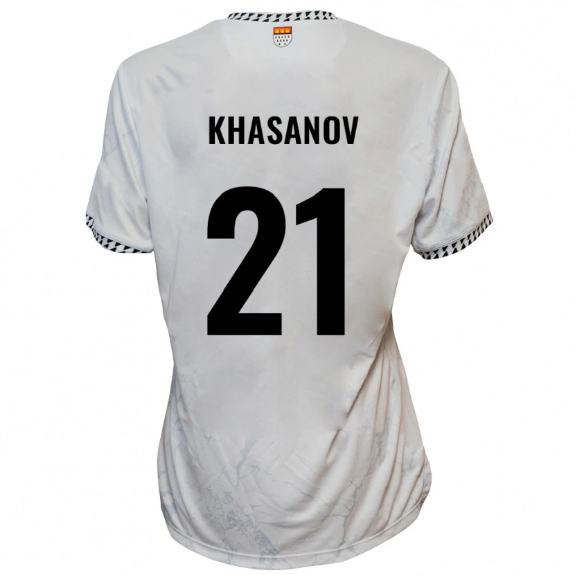 Danxen Kinder Denys Khasanov #21 Weiß Schwarz Auswärtstrikot Trikot 2025/26 T-Shirt