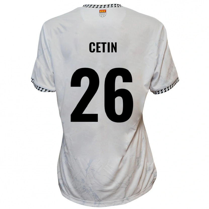 Danxen Kinder Serkan Cetin #26 Weiß Schwarz Auswärtstrikot Trikot 2025/26 T-Shirt