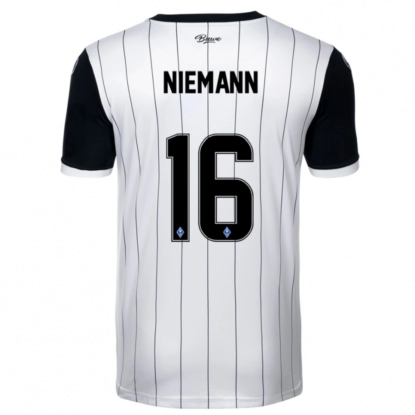 Danxen Kinder Jan Niemann #16 Weiß Schwarz Auswärtstrikot Trikot 2025/26 T-Shirt
