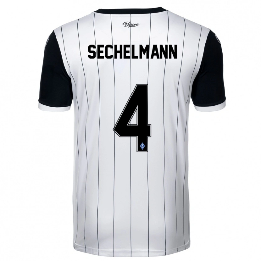 Danxen Kinder Tim Sechelmann #4 Weiß Schwarz Auswärtstrikot Trikot 2025/26 T-Shirt