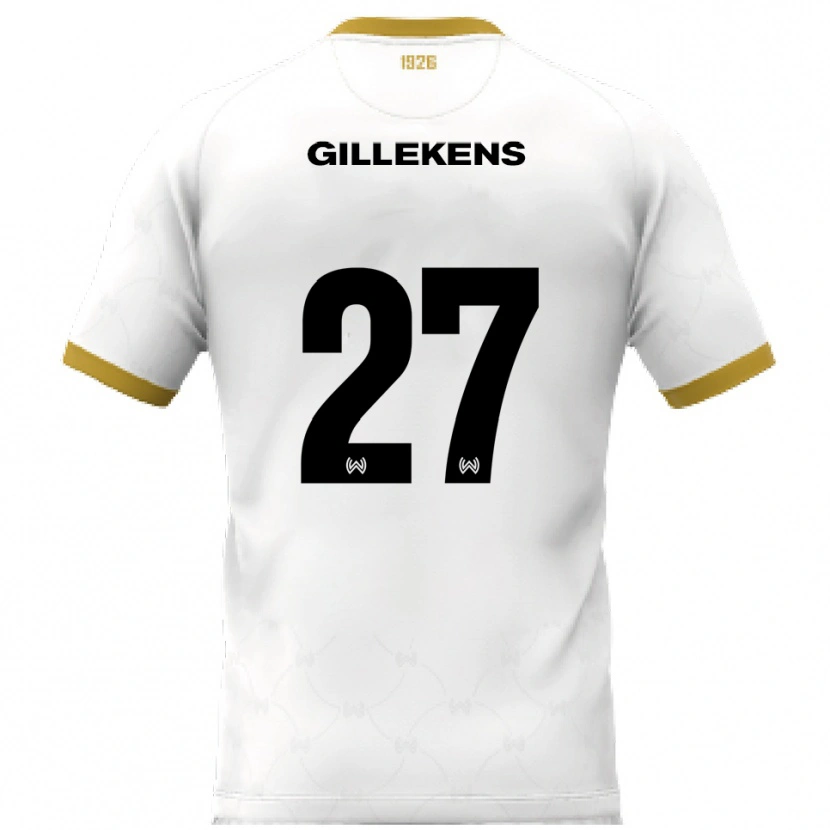 Danxen Kinder Jordy Gillekens #27 Weiß Gold Auswärtstrikot Trikot 2025/26 T-Shirt
