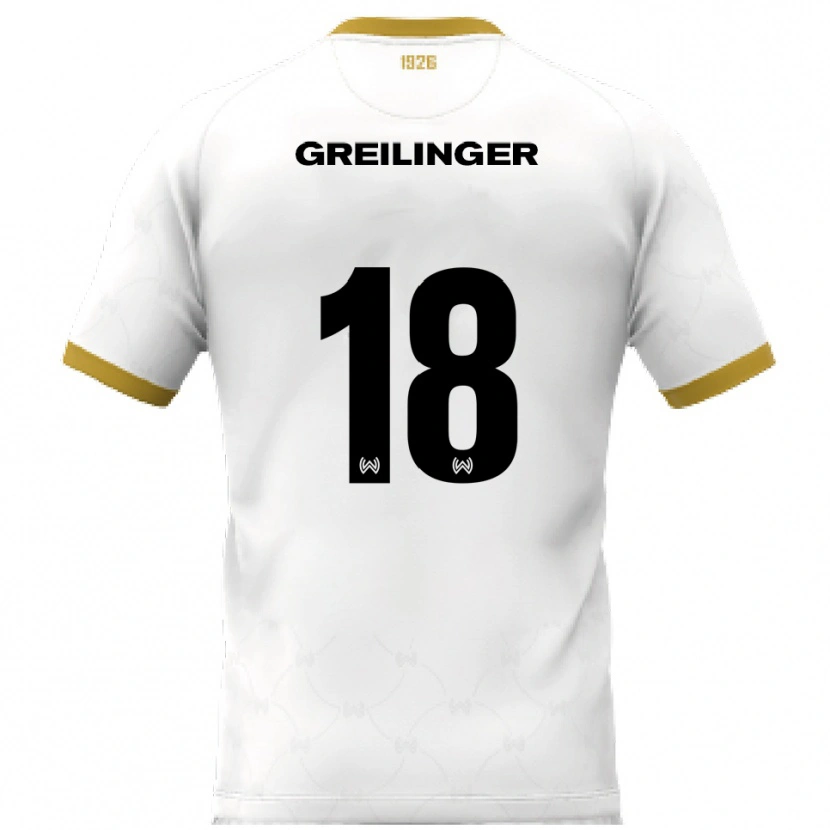 Danxen Kinder Fabian Greilinger #18 Weiß Gold Auswärtstrikot Trikot 2025/26 T-Shirt