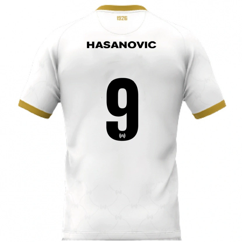Danxen Kinder Karim Hasanovic #9 Weiß Gold Auswärtstrikot Trikot 2025/26 T-Shirt