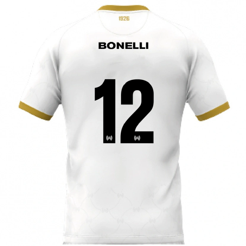 Danxen Kinder Leonardo Bonelli #12 Weiß Gold Auswärtstrikot Trikot 2025/26 T-Shirt