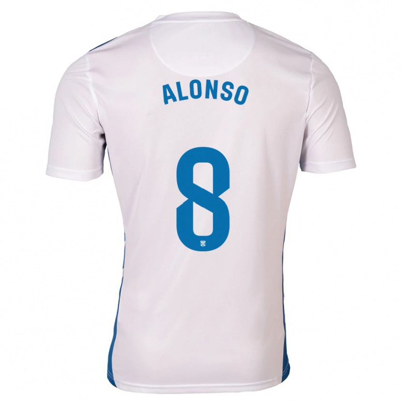 Danxen Herren Javi Alonso #8 Weiß Blau Heimtrikot Trikot 2025/26 T-Shirt