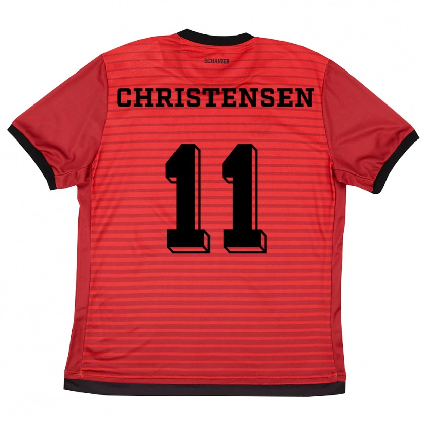 Danxen Herren Frederik Christensen #11 Rot Schwarz Heimtrikot Trikot 2025/26 T-Shirt