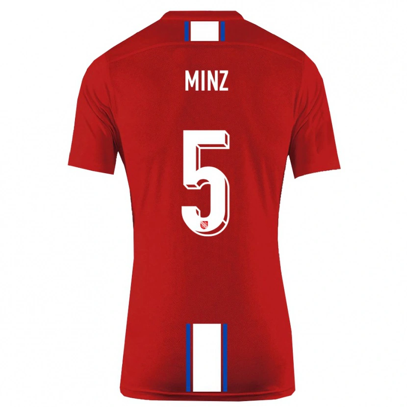 Danxen Herren Dominic Minz #5 Rot Weiß Heimtrikot Trikot 2025/26 T-Shirt