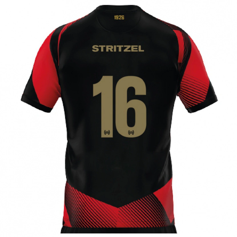 Danxen Herren Florian Stritzel #16 Schwarz Rot Heimtrikot Trikot 2025/26 T-Shirt