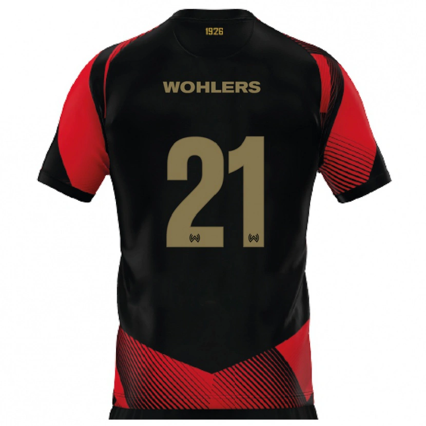 Danxen Herren Ole Wohlers #21 Schwarz Rot Heimtrikot Trikot 2025/26 T-Shirt