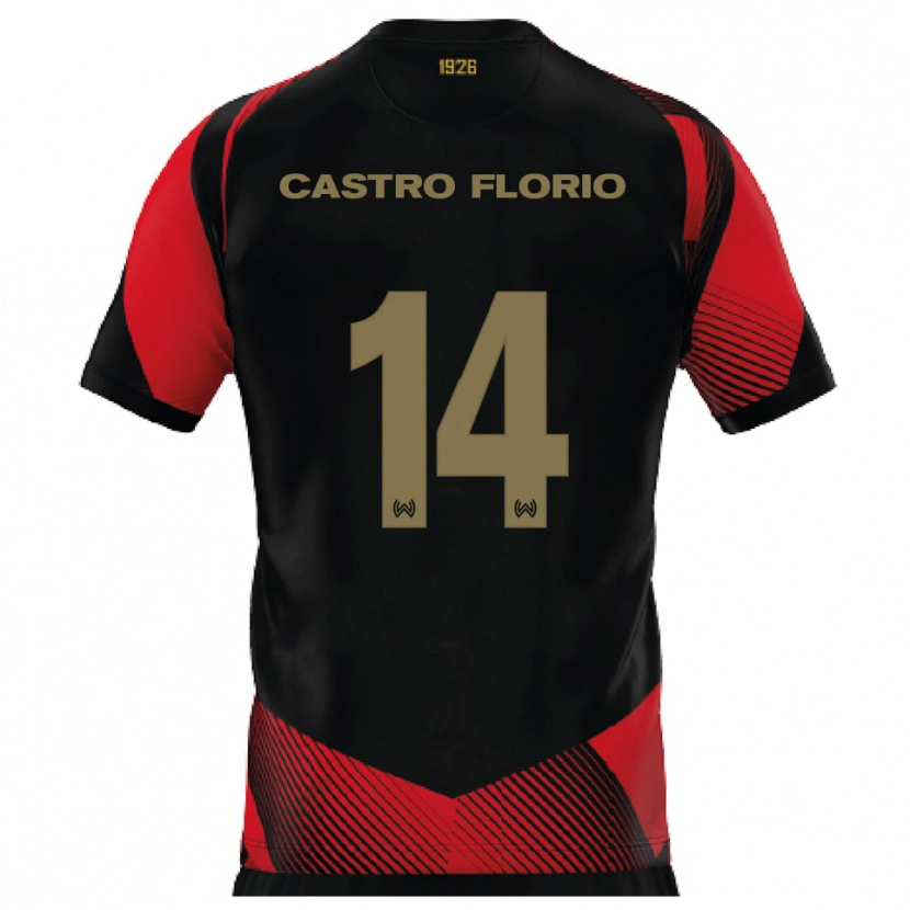 Danxen Herren Giancarlo Castro Florio #14 Schwarz Rot Heimtrikot Trikot 2025/26 T-Shirt