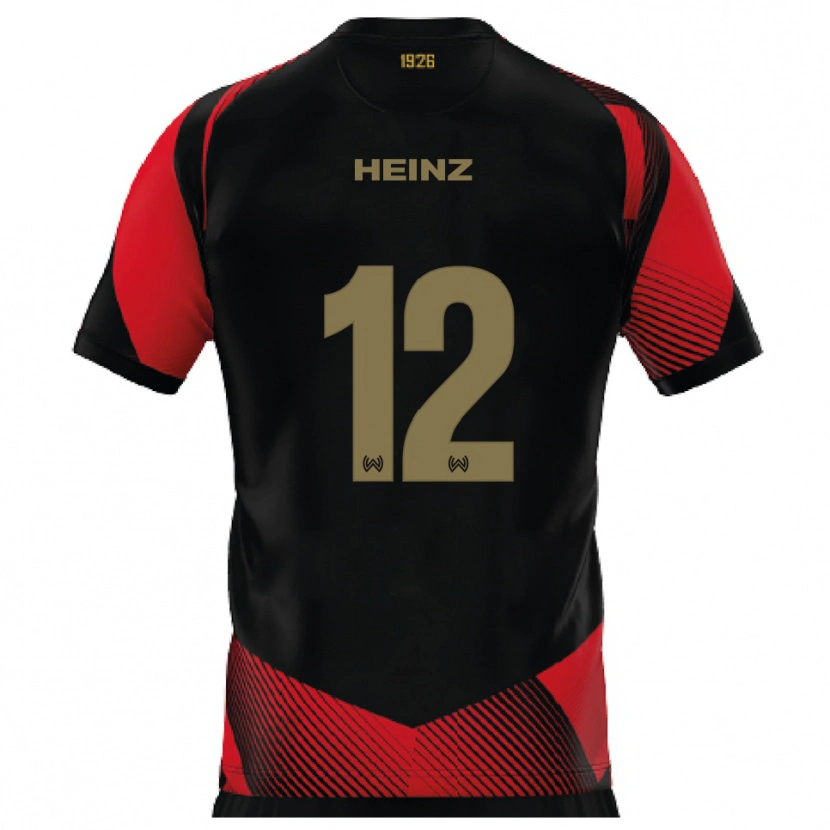 Danxen Herren Lewin Heinz #12 Schwarz Rot Heimtrikot Trikot 2025/26 T-Shirt