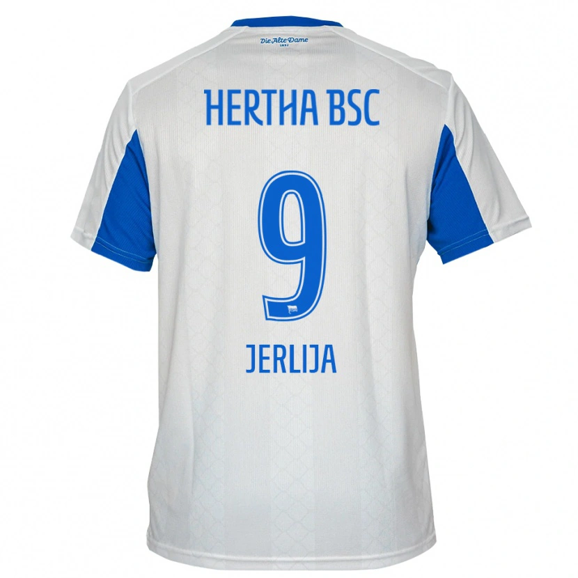 Danxen Herren Leotrim Jerlija #9 Weiß Blau Auswärtstrikot Trikot 2025/26 T-Shirt
