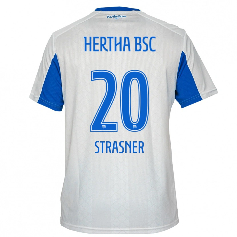 Danxen Herren Eliyas Strasner #20 Weiß Blau Auswärtstrikot Trikot 2025/26 T-Shirt