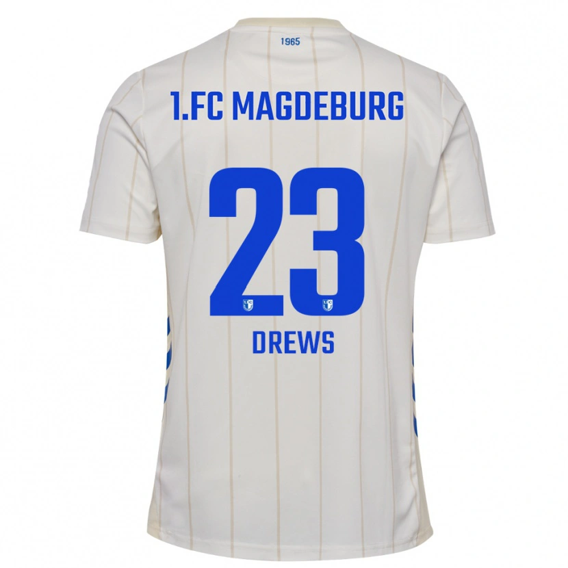Danxen Herren Adrian Drews #23 Weiß Blau Auswärtstrikot Trikot 2025/26 T-Shirt