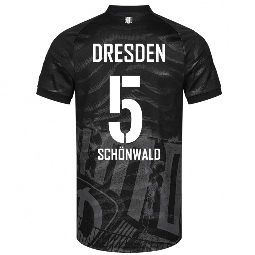 Danxen Herren Laurin Schönwald #5 Schwarz Grau Auswärtstrikot Trikot 2025/26 T-Shirt