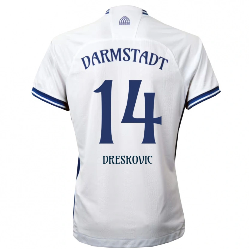 Danxen Herren Meldin Dreskovic #14 Weiß Blau Auswärtstrikot Trikot 2025/26 T-Shirt