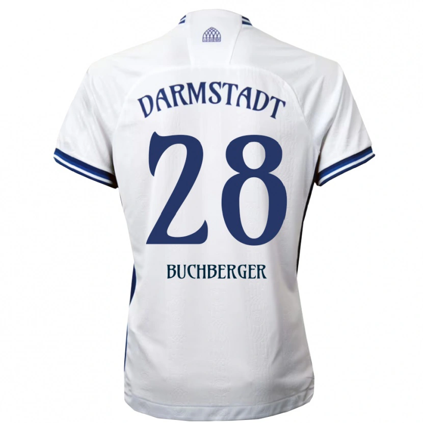 Danxen Herren Jonas Buchberger #28 Weiß Blau Auswärtstrikot Trikot 2025/26 T-Shirt