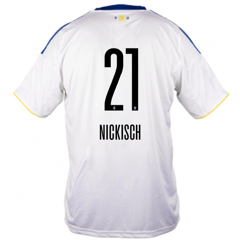 Danxen Herren Jonas Nickisch #21 Weiß Blau Gelb Auswärtstrikot Trikot 2025/26 T-Shirt