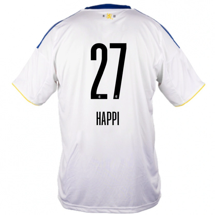 Danxen Herren Joel Happi #27 Weiß Blau Gelb Auswärtstrikot Trikot 2025/26 T-Shirt