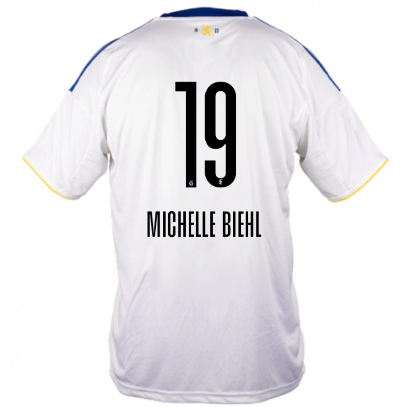 Danxen Herren Leonie Michelle Biehl #19 Weiß Blau Gelb Auswärtstrikot Trikot 2025/26 T-Shirt