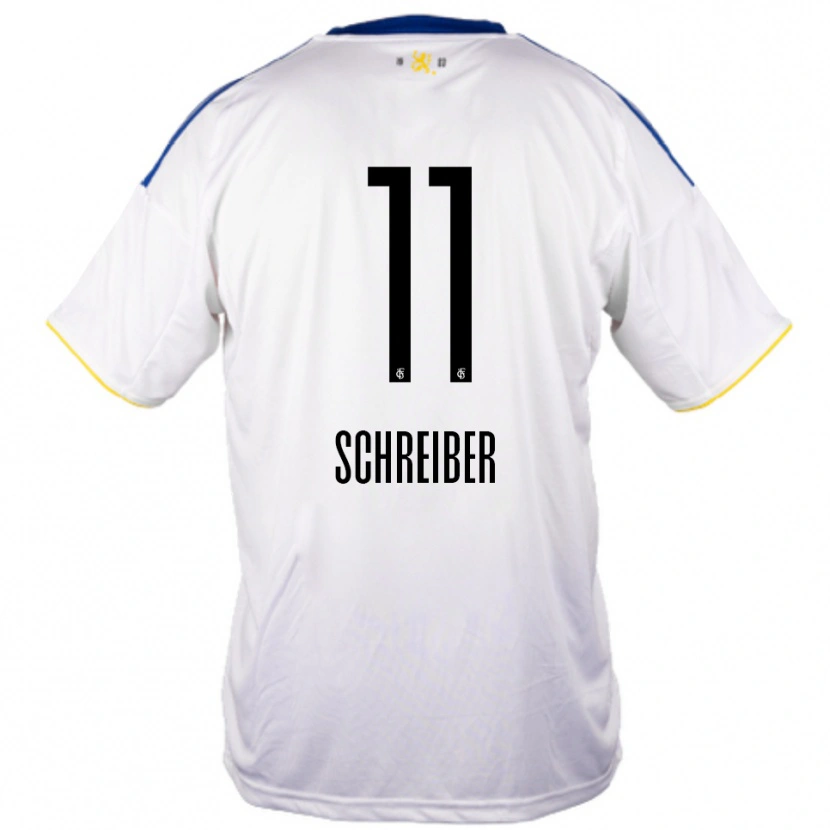Danxen Herren Colin Schreiber #11 Weiß Blau Gelb Auswärtstrikot Trikot 2025/26 T-Shirt