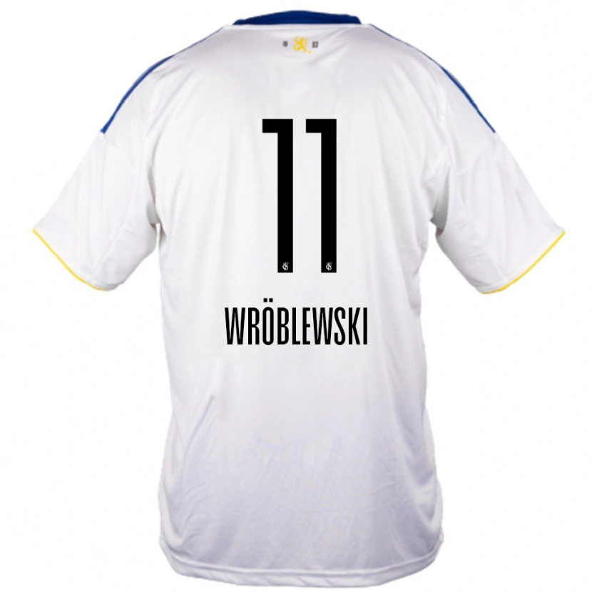 Danxen Herren Lukas Wröblewski #11 Weiß Blau Gelb Auswärtstrikot Trikot 2025/26 T-Shirt