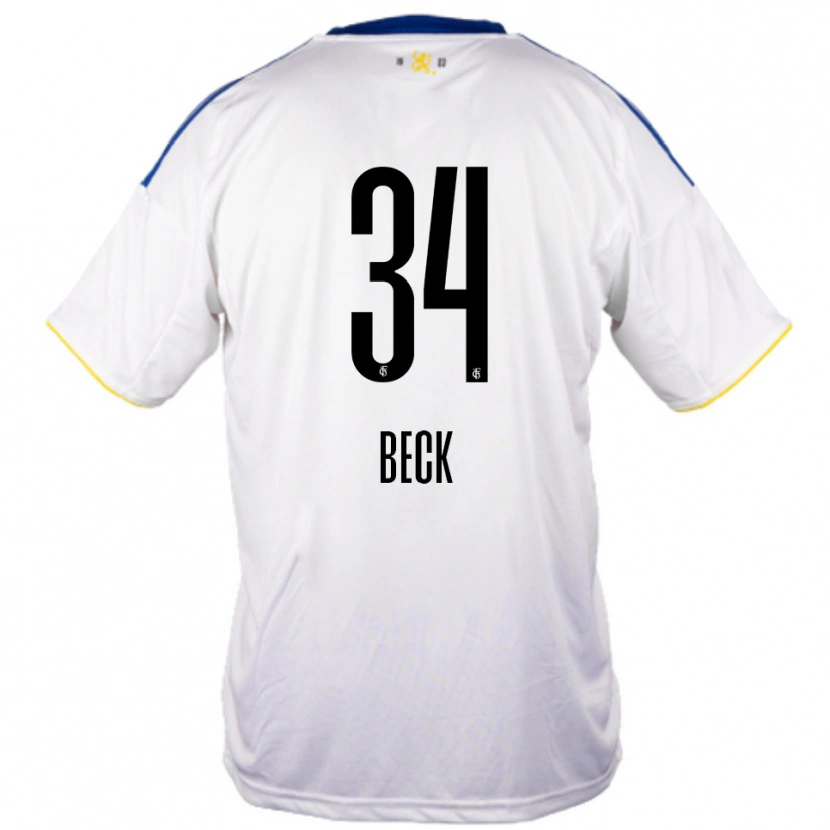 Danxen Herren Luis Beck #34 Weiß Blau Gelb Auswärtstrikot Trikot 2025/26 T-Shirt