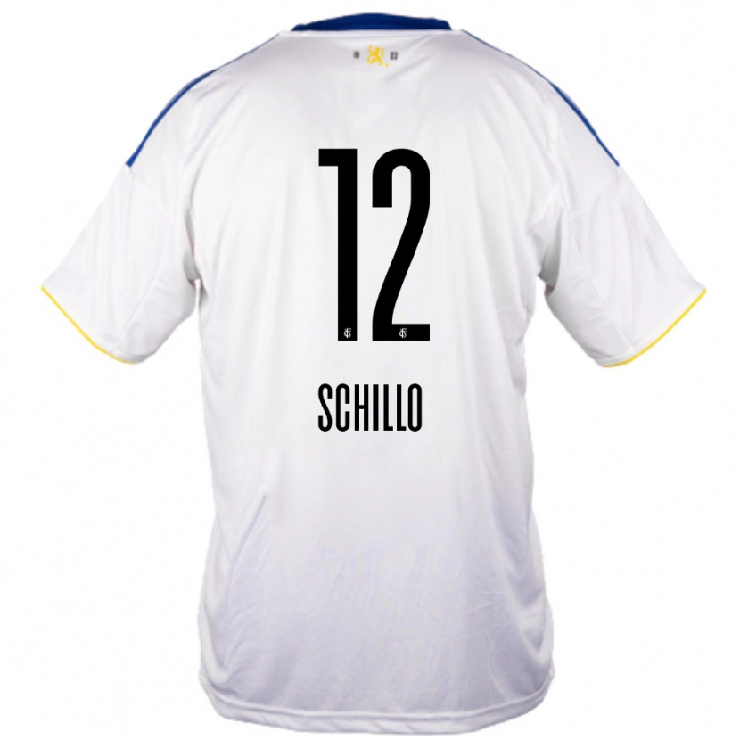 Danxen Herren Jule Schillo #12 Weiß Blau Gelb Auswärtstrikot Trikot 2025/26 T-Shirt