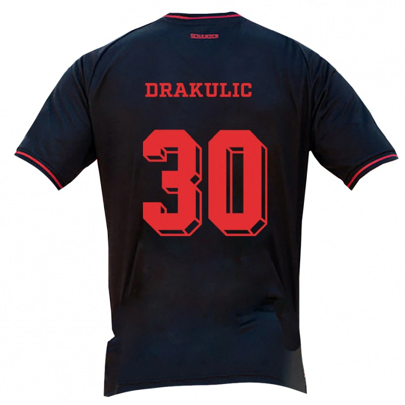 Danxen Herren Ognjen Drakulic #30 Schwarz Rot Weiß Auswärtstrikot Trikot 2025/26 T-Shirt