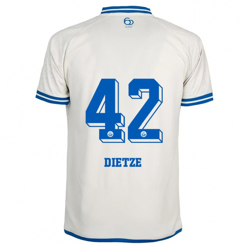 Danxen Herren Benno Dietze #42 Weiß Blau Auswärtstrikot Trikot 2025/26 T-Shirt